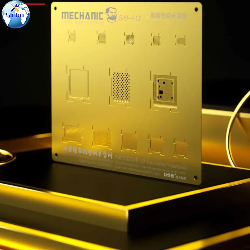 Механик S40 3d паз BGA Золотой трафарет для ЦП NAND стальная сетка для IPhone A9/A10/A11/A12 чип шаблон для микросхем