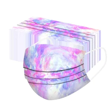 

50pc Child Tie-dye Print Facemasks Disposable Protection Mask Three Layer Breathable Masks Non-woven Ear Hook Mascarilla Маска