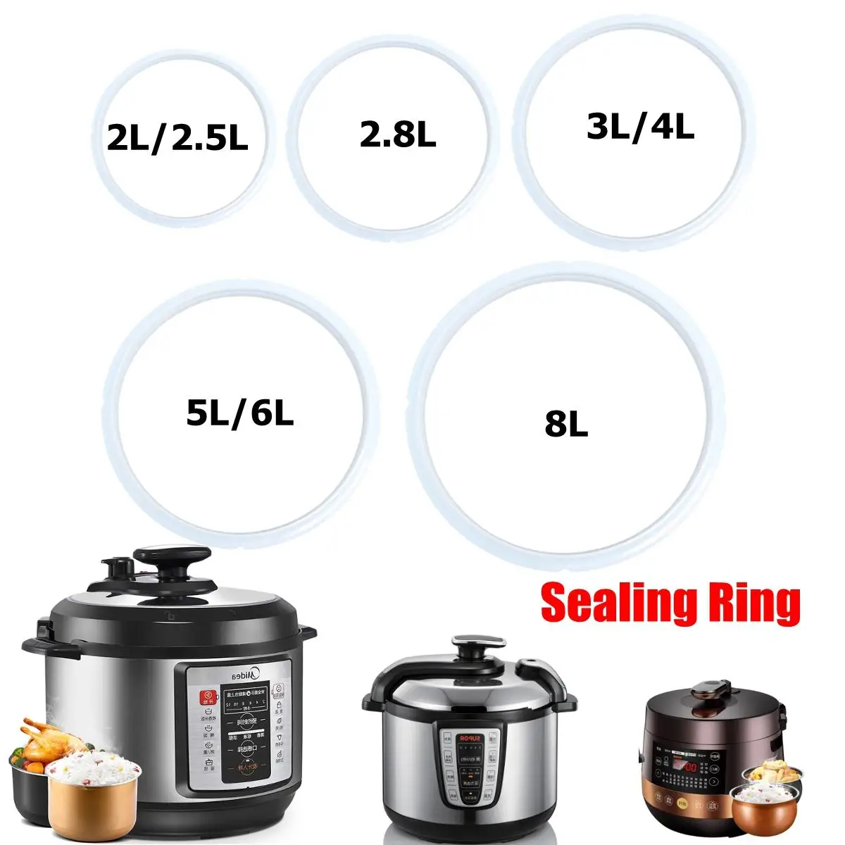 Уплотнительное кольцо 2.8L 3/4L 5/6L 8L Силиконовое уплотнительное кольцо для кухни и столовой Электрический горшок для сада