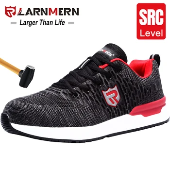 

Mens Work Shoes Steel Toe Safety shoes Comfortable Running Shoes Lightweight Breathable Anti-smashing Non-slip Sneaker LARNMERN