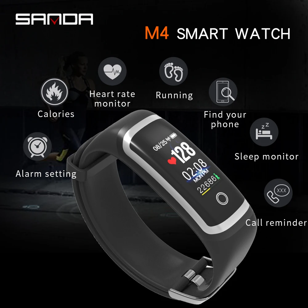 

SANDA Bluetooth 0.96 "Smart Horloge voor IOS Android Mannen Vrouwen Waterdichte Fitness Tracker Hartslagmeter Smartwatch 2019
