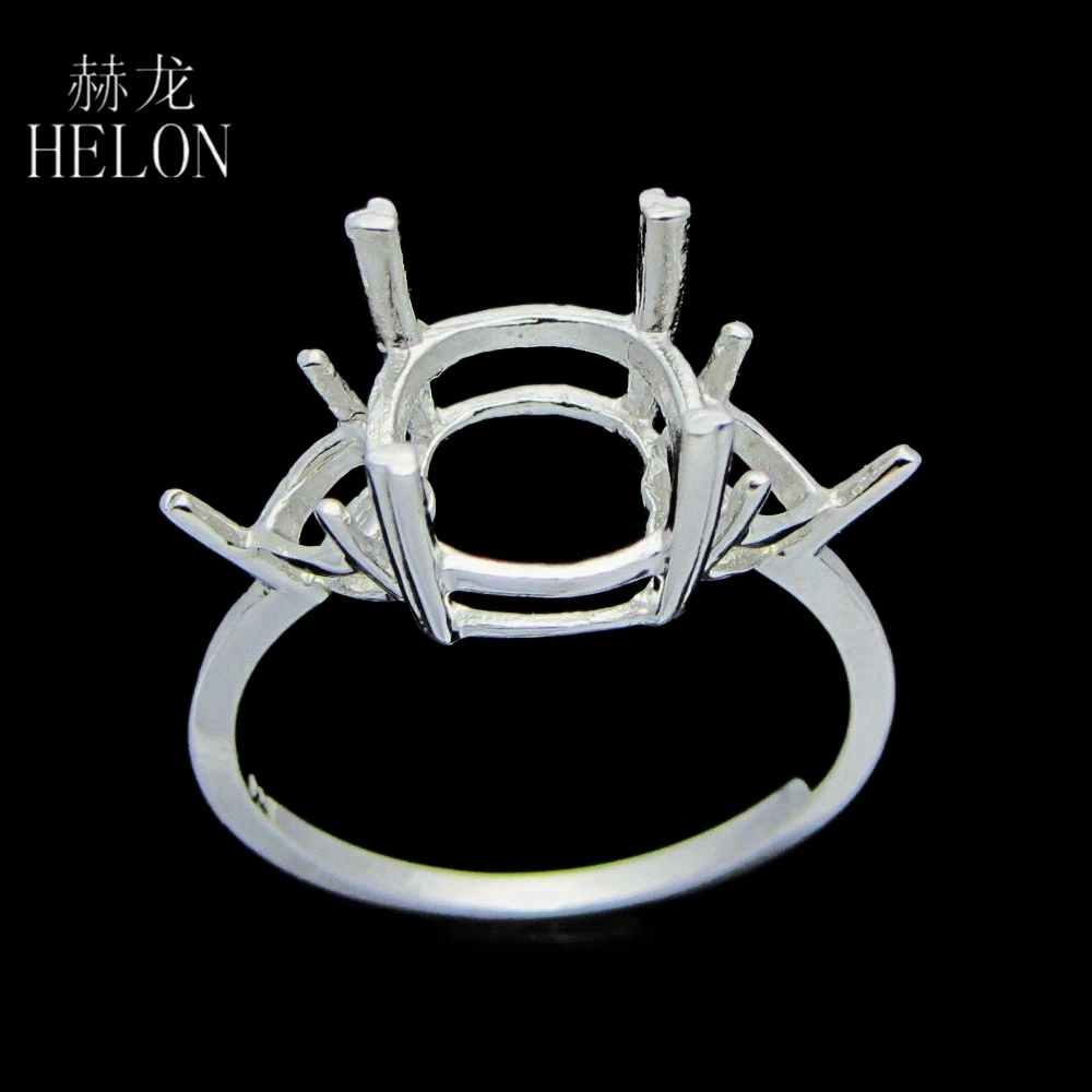 

HELON Oval cut 8mmX10mm Semi Mount Ring Setting Three Stone Sterling Silver 925 Engagement Wedding Women Fine Jewelry Ring