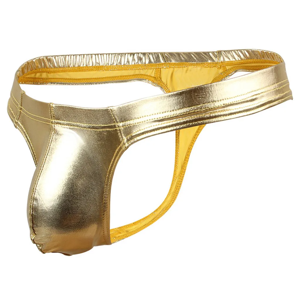 

Men's трусы мужские Thong Sexy Mid-Waist Patent Leather Panties underwear men Sexy mid-rise patent leather underwear new 05*