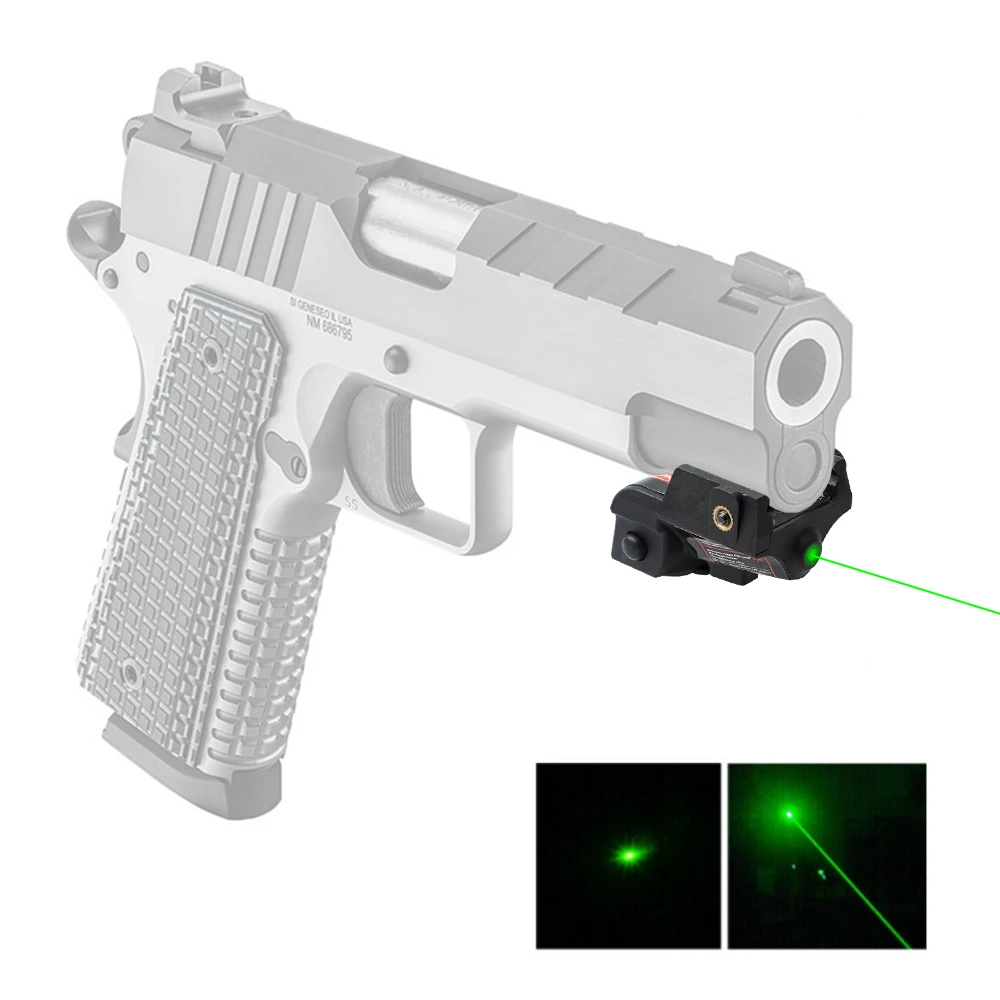 Tactical Pistol Mini Green/Blue Hunting Laser Sight Aiming Pointer Under-Hanging Laser Sight Adjustable L/R U/D Fit 20mm Rail