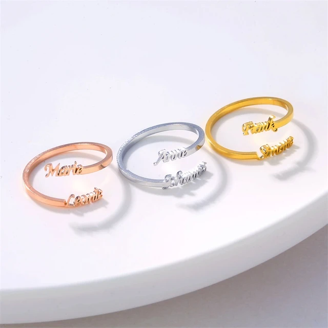 Custom Double Name Couple Rings For Lovers Custom Two Names Gold Rings For  Woman Best Friends Wedding Band кольцо мужское - AliExpress