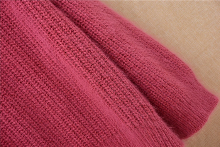 Sexy autumn sweaters knitted women's v-neck puff sleeves loose cashmere mink pullover angora rabbit fur thick warm clothes