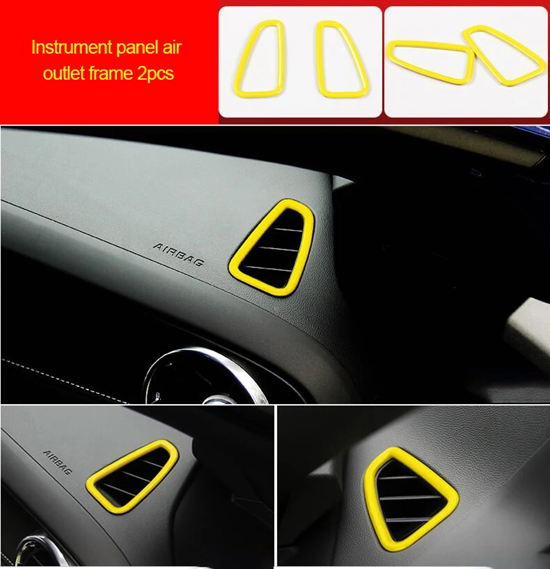 

For Chevrolet Camaro Bumblebee 2017-2020 chrome yellow color Dashboard panel air outlet frame 2pcs