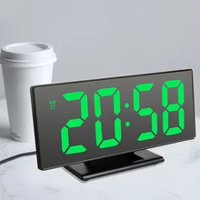 Digital Wecker LED Spiegel Elektronische Uhr Große LCD Display Digital Tischuhren mit Temperatur Kalender