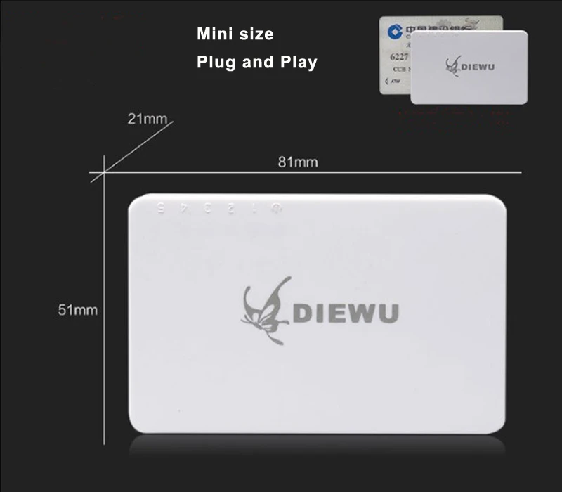 DIEWU 5 Порты и разъёмы 10/100 Мбит/с fast Ethernet-коммутатор хаб настольное сетевые коммутаторы адаптер мини размер белого цвета