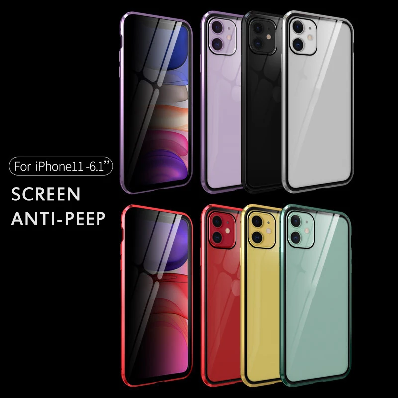 Anti Peep Magnetic Case For Apple IPhone 11 Pro Max Privacy 360 9H Tempered Glass Cover 1