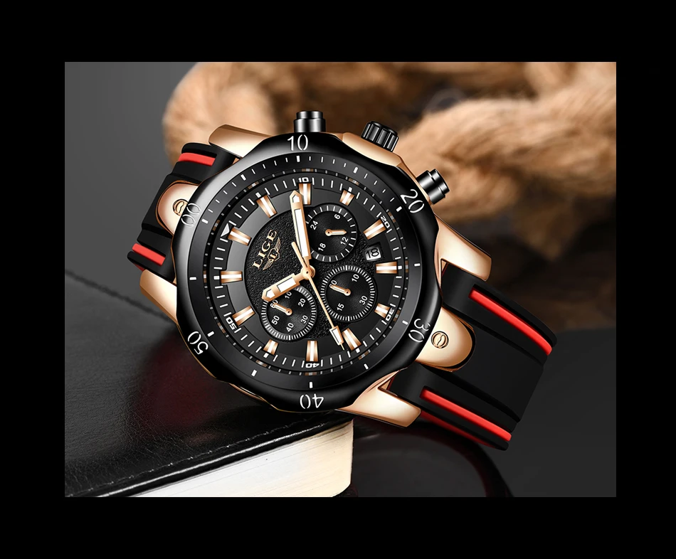 Мужские часы LIGE, новые модные спортивные кварцевые часы с датой для мужчин, лучший роскошный бренд, силиконовый ремешок, водонепроницаемый хронограф, Relogio Masculino