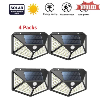 

100 LEDs Motion Sensor Solar Light Outdoor Garden Decoration Fence Stair Pathway Yard Sunlight Security Solar LED Wall Lamp 4 si