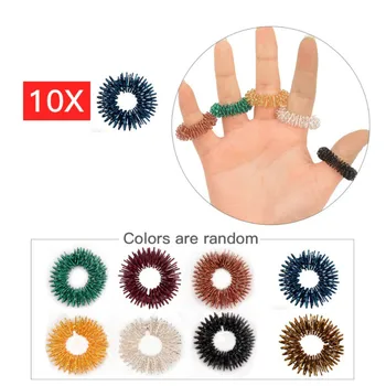 

10pcs Finger Massage Ring Stimulate Elastic Hand Acupuncture Circle Body Massage Health Care Blood Circulation Stress Relax