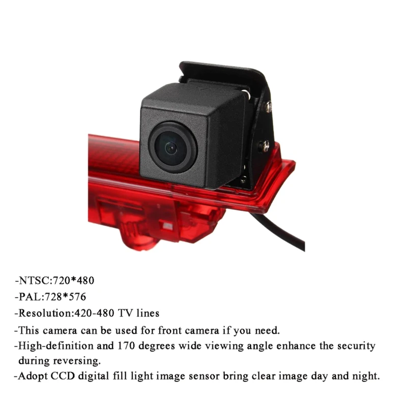 Car Hd Rear View Camera Spare Camera Brake Light Mounting Monitor for Transporter T5& T6