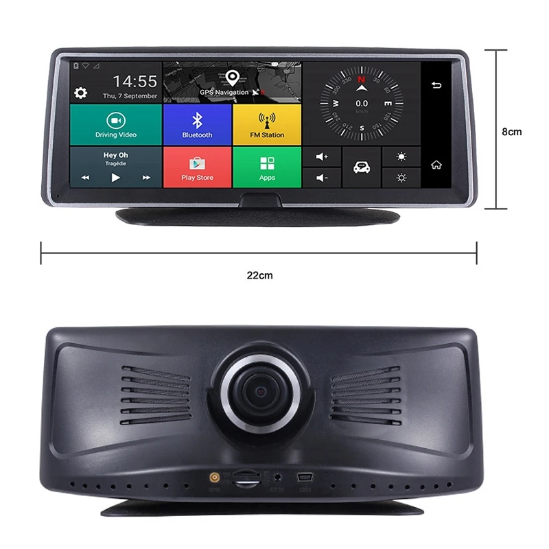 8 zoll Auto Dash Cam Android 4G WiFi Dual Objektiv GPS Navig ADAS Center Konsole DVR Recorder