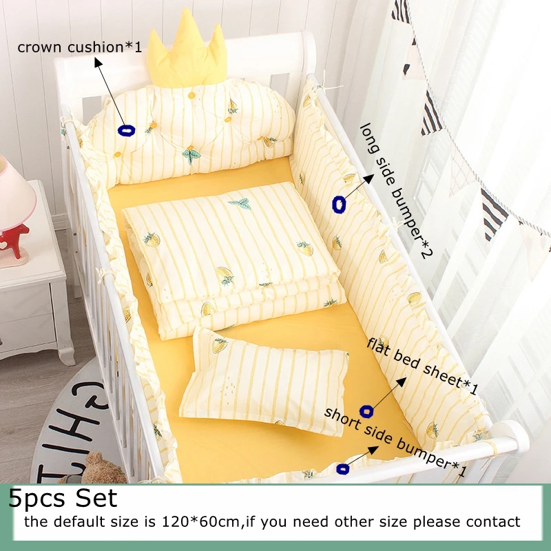 5 шт., нордическая Подушка «Корона», Детские бамперы для кроватки, постельные принадлежности для детей, хлопковые съемные моющиеся детские кроватки, боковая защита, набор - Цвет: 5pcs