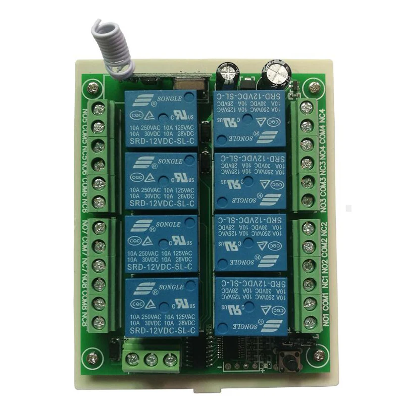 DC 12V 24V 8 каналов 8CH RF беспроводной пульт дистанционного управления Переключатель система дистанционного управления приемник передатчик 8CH реле 315/433 MHz - Цвет: Черный