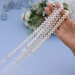 Handmade Wedding Belts Sash Luxury Women's Pearls Beaded Belts Organza Ribbion Belt Bridal Belt Sash Pearls Jewel Belt