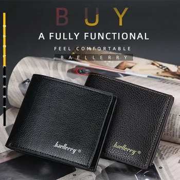 

Baellerry Men Short Zipper Multi Card Holder Wallet Position Coin Purse Small Mini Card Holder Casual Horizontal Leather Wallet