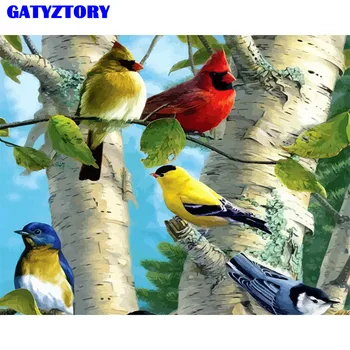 

GATYZTORY Frame Diy Painting By Numbers Kit Birds Acrylic Paint On Canvas Handpainted Oil Painting Wall Art Picture By Numbers