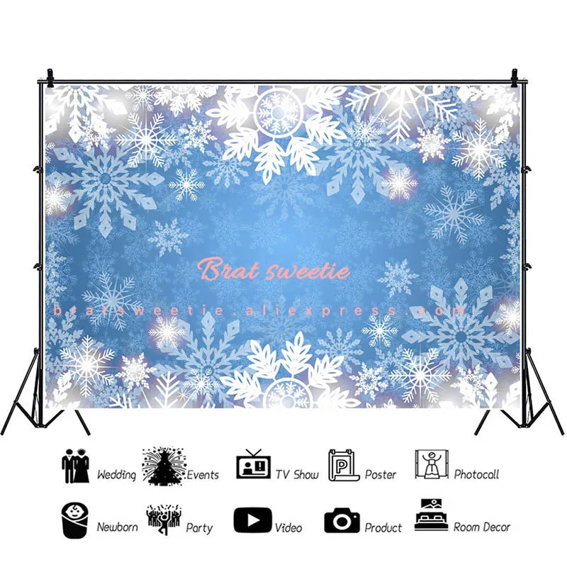 Ice Queen Party Snowflake Christmas Backdrop for Photography Vinyl Background Winter Kids Birthday Decorations Wall Decor