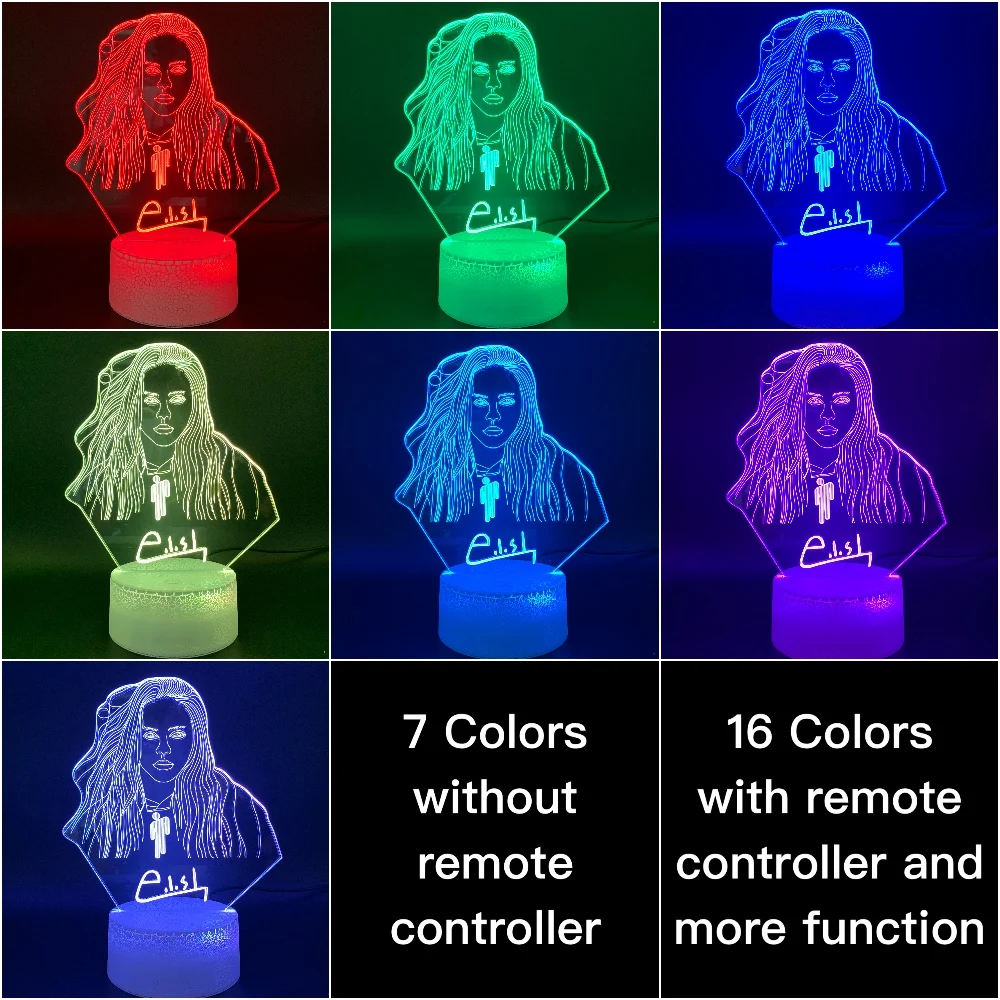  3D Illusion Led Night Light Lamp Billie Eilish Figure Office Room Decor Table Lamp Dropshipping 201 - 33011515910