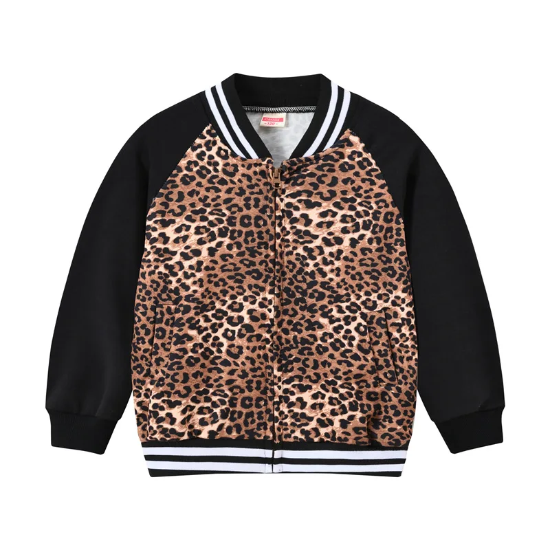 

Spring Hot Style Boys and Girls Color Matching Jacket Trend Cartoon Printed Baseball Uniform Children's Casual Zipper Shirt