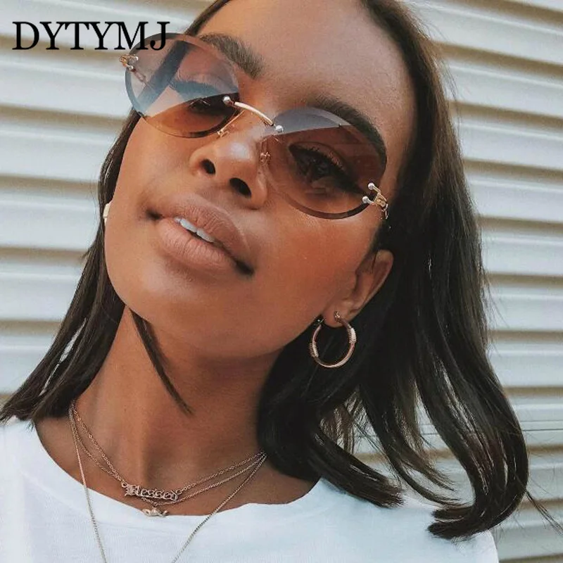 

DYTYMJ Rimless Sunglasses Women Alloy Luxury Designer Sun Glasses Women High Quality Gradient Sunglasses for Women Gafas De Sol