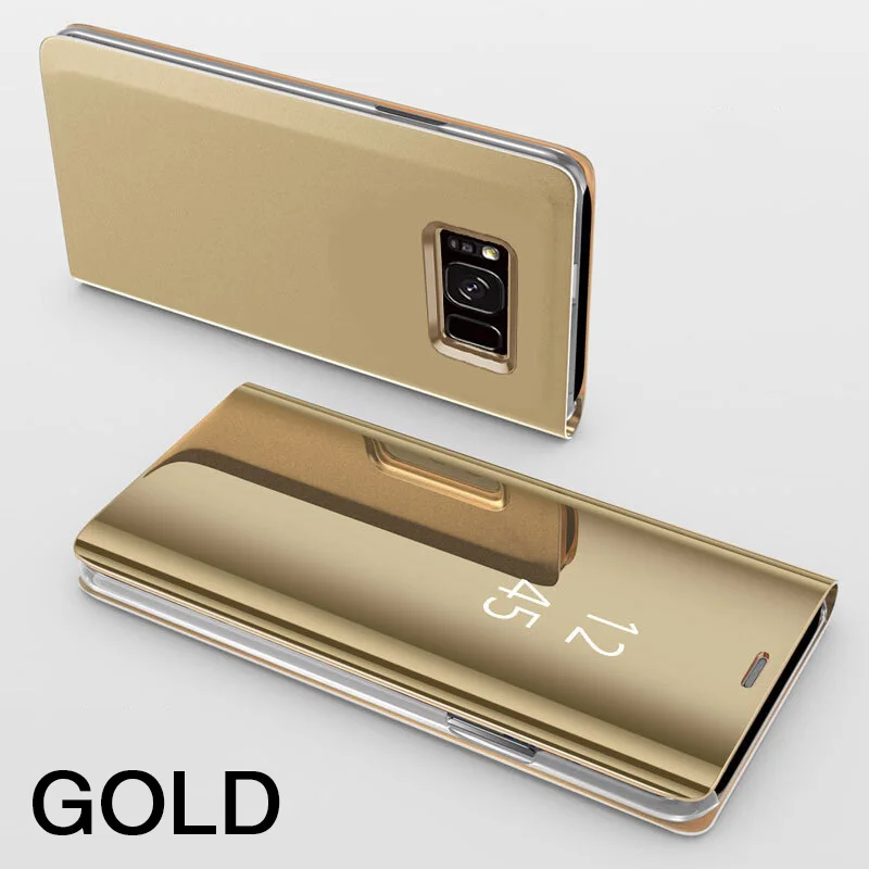 Умный зеркальный стенд флип-чехол для телефона samsung Galaxy S6 S6Edge S6 Edge Plus S7 Edge S8 Plus S9 Plus S11 Plus S101 S10 Plus чехол - Цвет: Gold