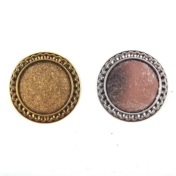 

5pcs/lot Breastpin Round Cabochon Bases Silver/Gold Tone Fit 25mm Stone Brooch Circle Cabochon Collets lips brooch for women