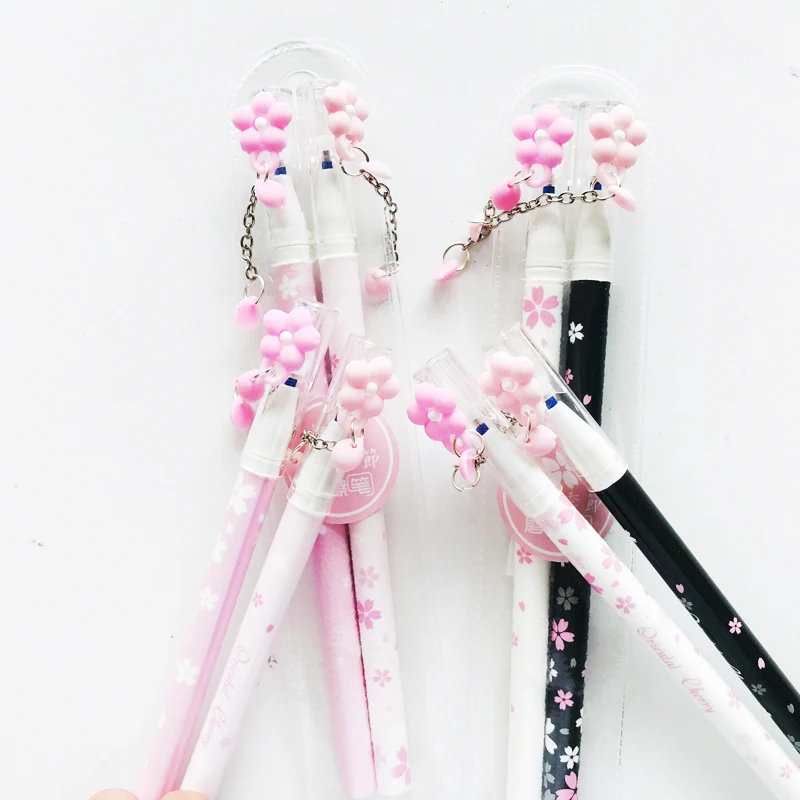 2 шт./лот стираемые ручки 0 5 мм гелевая ручка kawaii Cute Sakura розовый синий