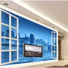 Пользовательские фото обои 3d фрески обои для стен красивый ночной вид 3D окно ТВ фон обои домашний декор