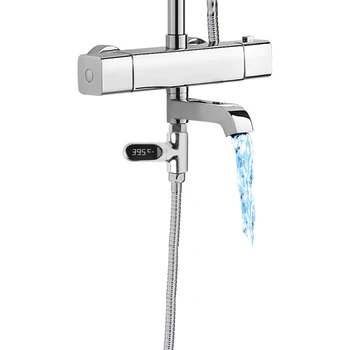 

LED Digital Thermometer Bathroom Shower Faucet 360 Rotating Real-Time Temperature Monitor Kitchen Bathroom Household Thermometer