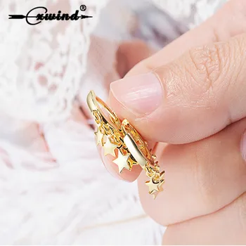 

Cxwind New Five-pointed Star Drop Earrings for Women Gold Stars Tassel Earrings Jewelry Brincos Wholesale for female pendientes