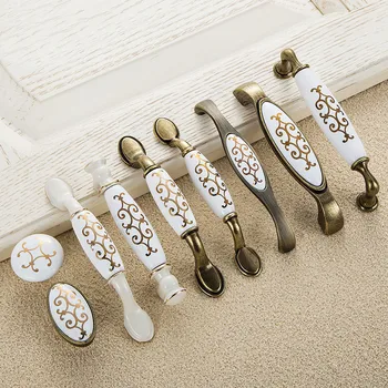 Kitchen Door Wardrobe Hardware Ceramic Handles Antique Cabinet Hardware Handle Pull for Drawer Chest Bin Dresser Decorative Pull