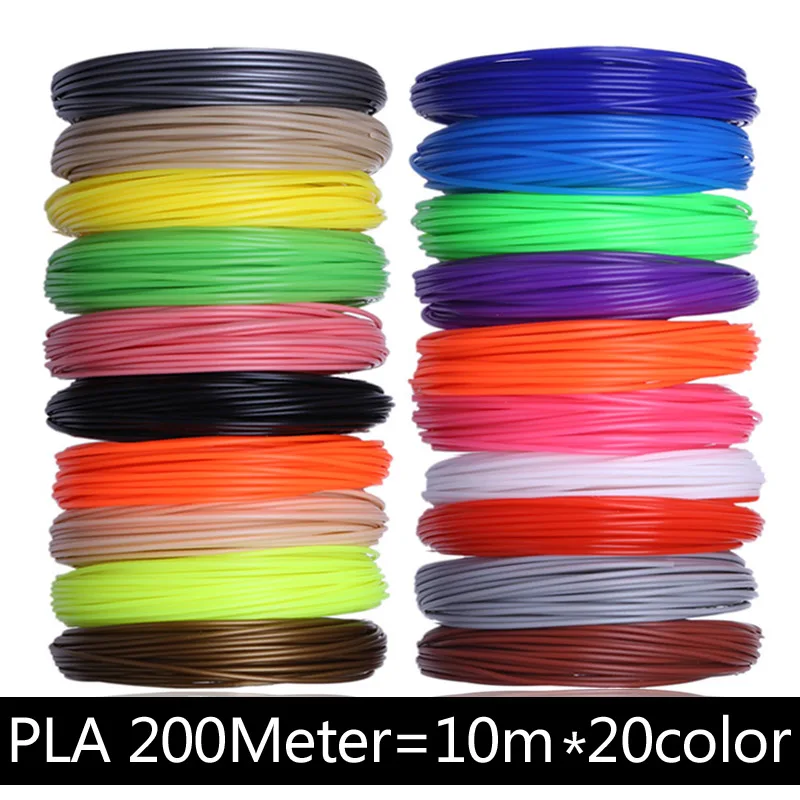PLA 200M 20 Colors 3d печать нити пластик для 3d ручки без загрязнения abs pla 10 20 цветов материалы для детей подарки на день рождения 3 D школьные принадлежности - Color: PLA 200M 20 Colors
