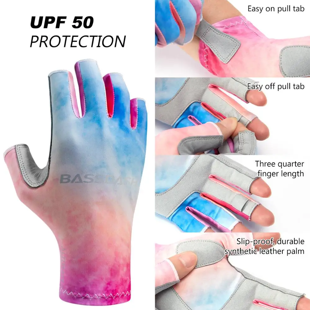 Bassdash ALTIMATE UPF 50+ Women&rsquo;s Fishing Gloves UV Sun Protection Fingerless Gloves for Kayaking Paddling Hiking Cycling
