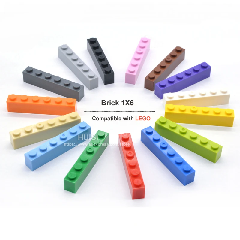 Enfants apprenant l'éducation jouets en plastique blocs de construction pièces ensemble éclairer bricolage jouet 1x6 briques compatibles avec Legoe 100 pièces/lot (lot de 100)