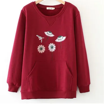 

The new winter 2020 tops are plus-size, round-necked, embroidered dandelion plus velvet and oversized loose