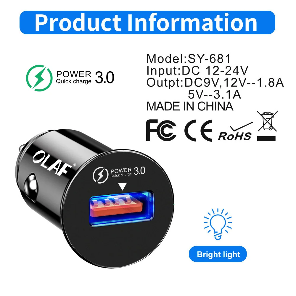 OLAF/36 Вт Quick Charge 3,0 зарядных порта USB для автомобиля Зарядное устройство 5V 3.4A автомобильное зарядное устройство с Зарядное устройство для мобильного телефона для iPhone X 7 samsung S10 A50 Xiaomi QC3.0 Автомобильный держатель для телефона на Зарядное устройство