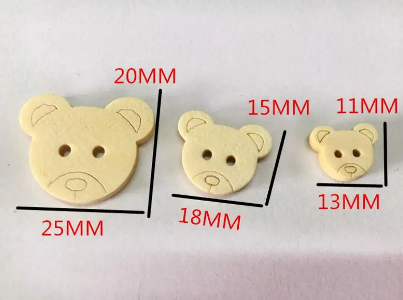 20 шт. розничная талисманы в виде плюшевого мишки 2 отверстия деревянные швейные пуговицы для детей 13x11 мм/16x18 мм/20*25 мм