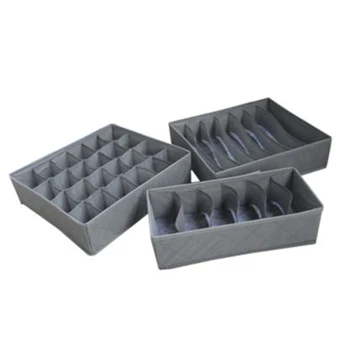 

3pcs Organizer Home Zipper Foldable Accessory Socks Non-woven Cloth Bra Simple Modern Storage Box