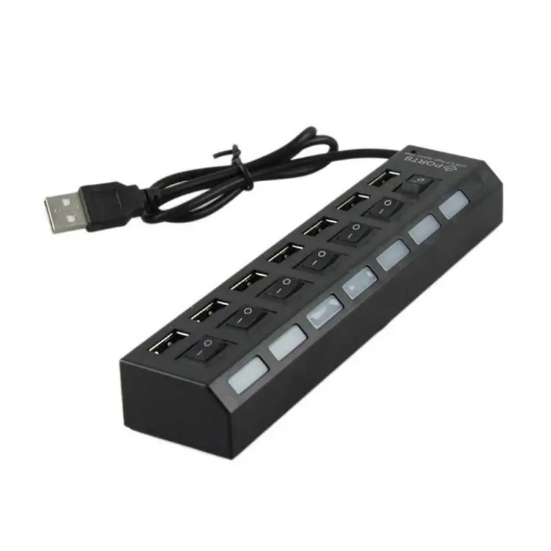 7-портовый переключатель USB 2,0 сетевые концентраторы и безприводная Удобная практичная сумка-мешок с светодиодный свет
