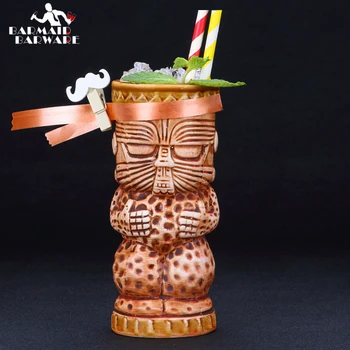 

340ml Ceramic Tiki Mug Creative Porcelain Beer Wine Mug Cup Bar Tool