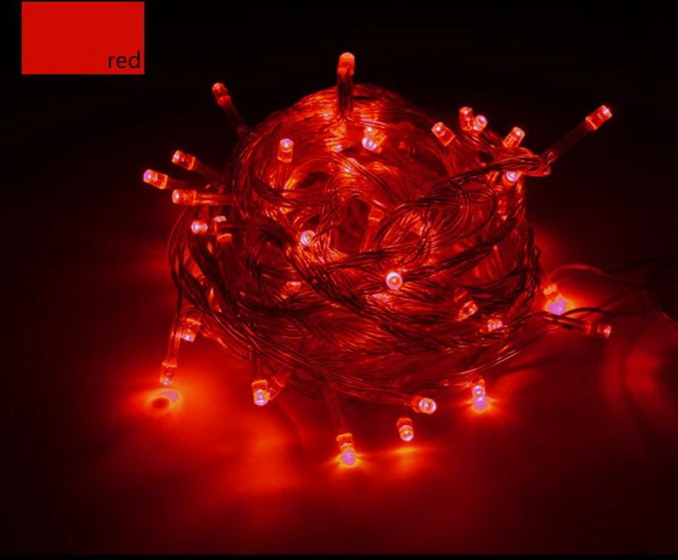 Водонепроницаемый наружный Домашний Светильник 10 м 20 м 30 м 50 м 100 м светодиодный Сказочный светильник s для рождественской вечеринки, свадьбы, праздника, украшение гирлянды, светильник - Испускаемый цвет: red