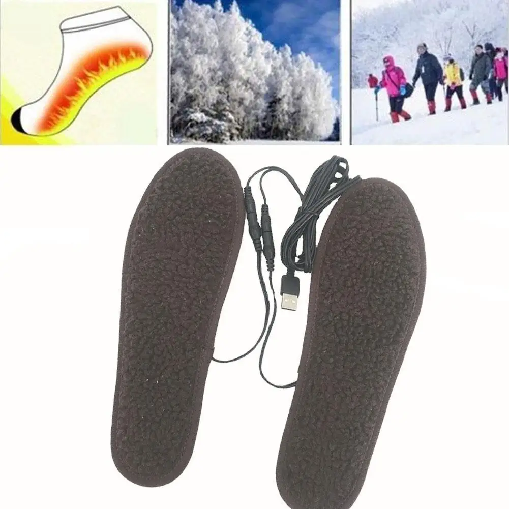 

Lamb wool USB heating insoles winter electric heating warmer USB heating washable insoles foot A6G6