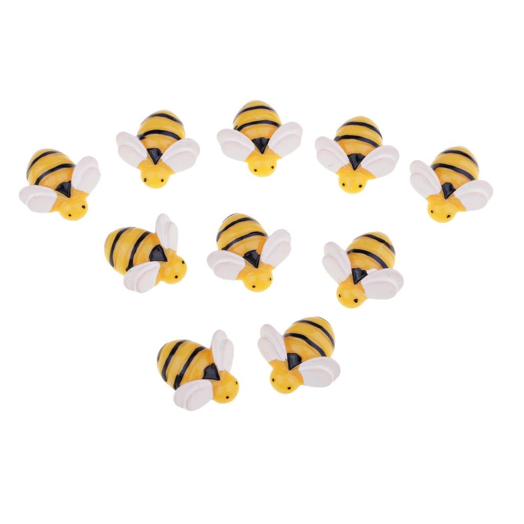 10pcs Resin Flatback Embellishment Bee Shape For DIY Clothing Bag Decoration