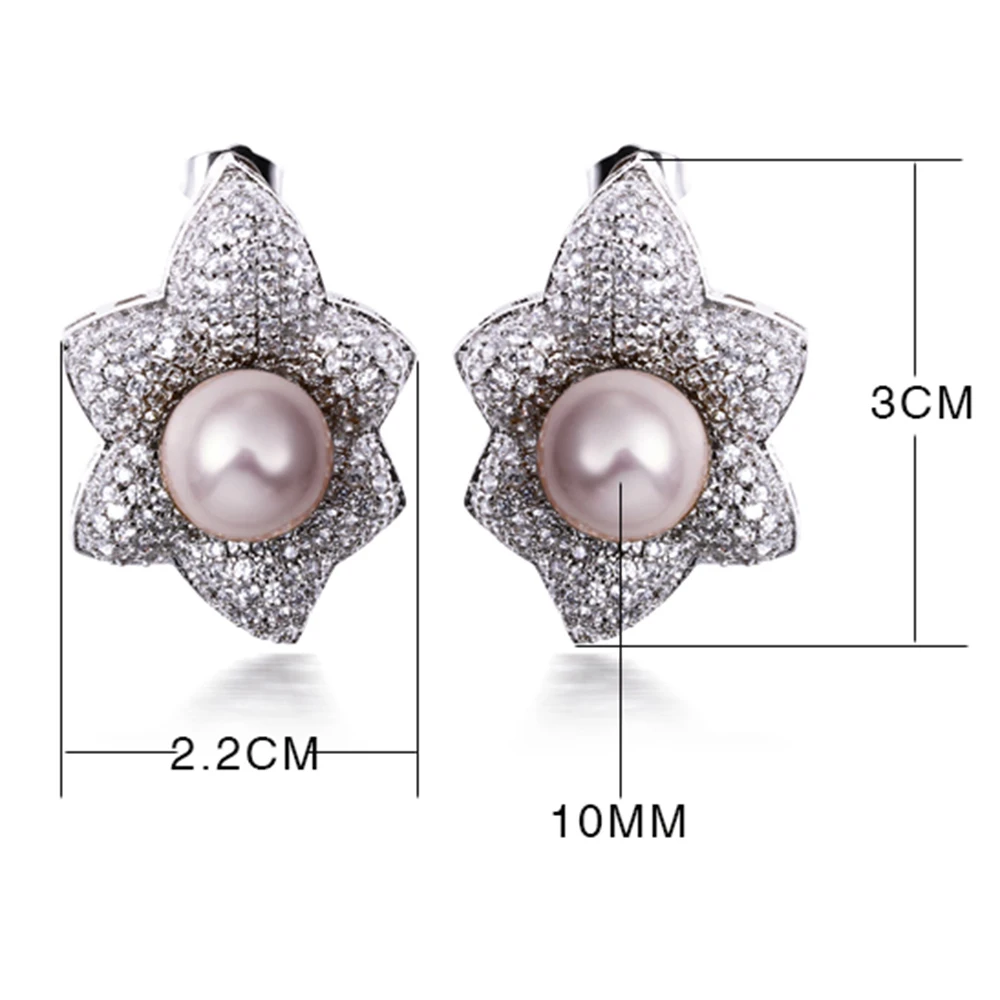 pink shell pearl earrings