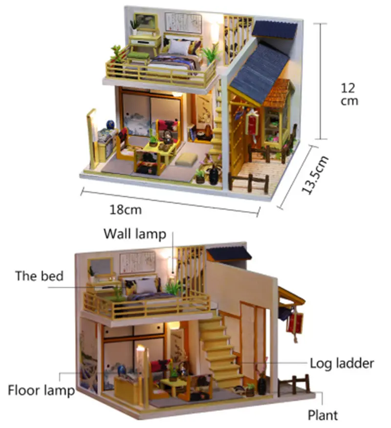Кукольный дом в японском стиле, деревянные кукольные домики, миниатюрные кукольные домики для спальни, кукольный домик для поделок, набор мебели domki dla lalek