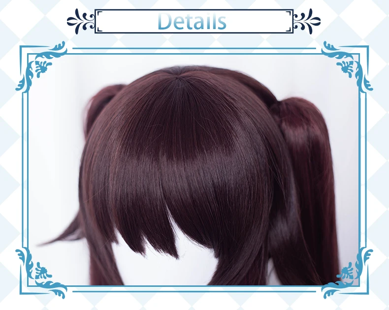 UWOWO Game Genshin Impact Hu tao Cosplay Wig Hutao New Long Hair Brown Wigs 115cm Claw Clip Ponytail Heat Resistant